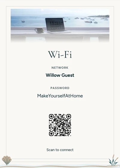 Coastal Wi-Fi sign with example guest network template