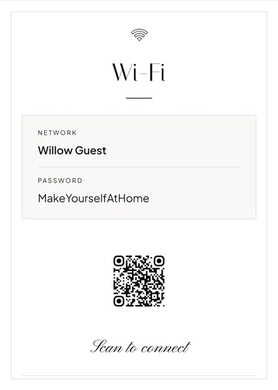 Modern Minimal Wi-Fi sign with example guest network template